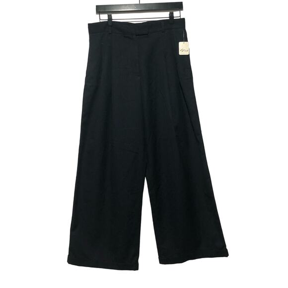 Free People Women's Pleated Wide Leg Dress Pants Black Size 32x27 NWT - Picture 3 of 9